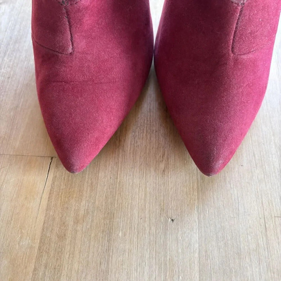 FOREVER 21 Red Maroon Faux Suede Point Toe High Heel Stiletto Ankle Booties 5.5 - Picture 6 of 11